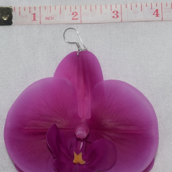 Fuchsia Phalaenopsis Orchid True Touch Artificial Earrings. - Picture 10 of 11